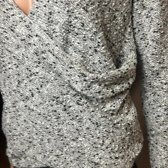 1.State Marled Gray Knit Wrap Style Dress Long Sleeve Back Zipper Size S - Picture 5 of 15